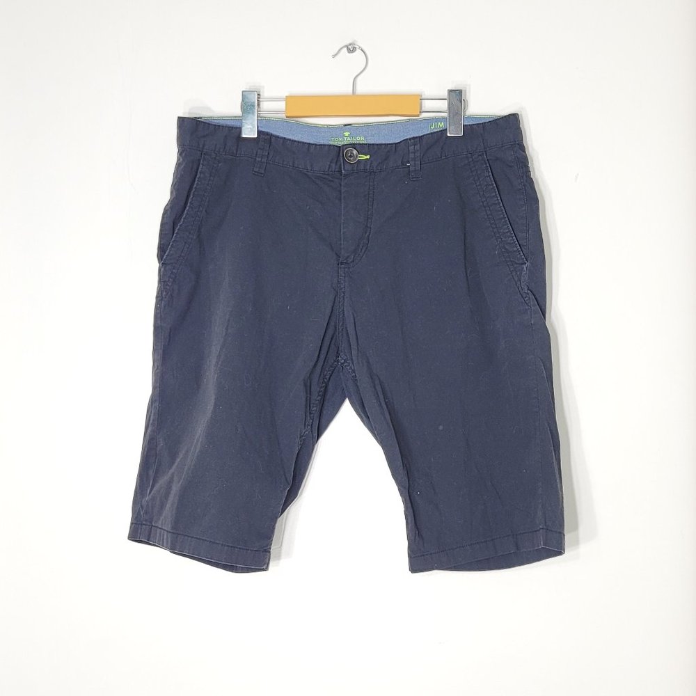 Tom Tailor Men's Black Hand Crafted Jim Slim Fit Zipper Front Pockets Shorts M